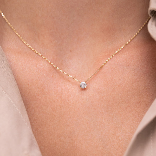 Solitary Diamond Necklace - 0,35ct Salt & Pepper Diamond