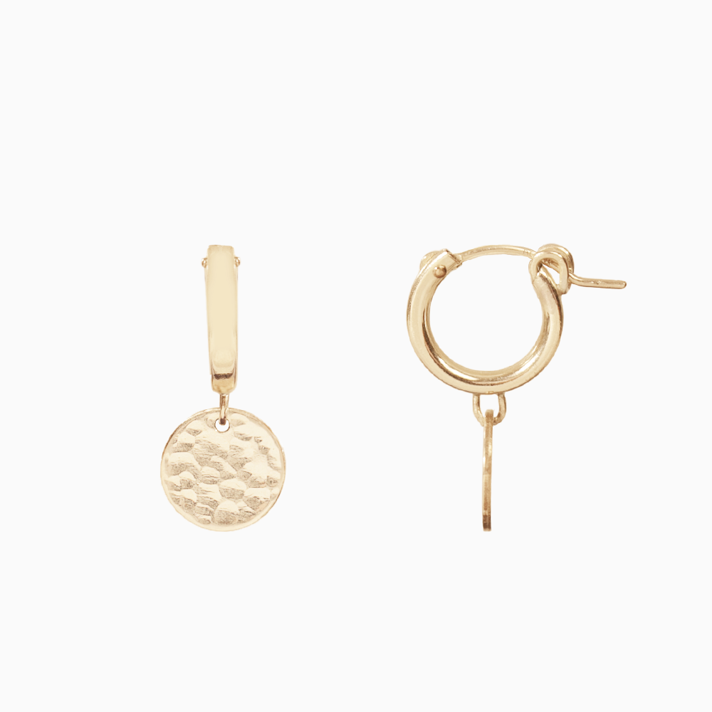 Hammered Coin Mini Hoops